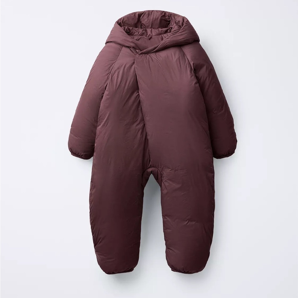 Zara Kids CONVERTIBLE NYLON FOOTIE ROMPER in Eggplant